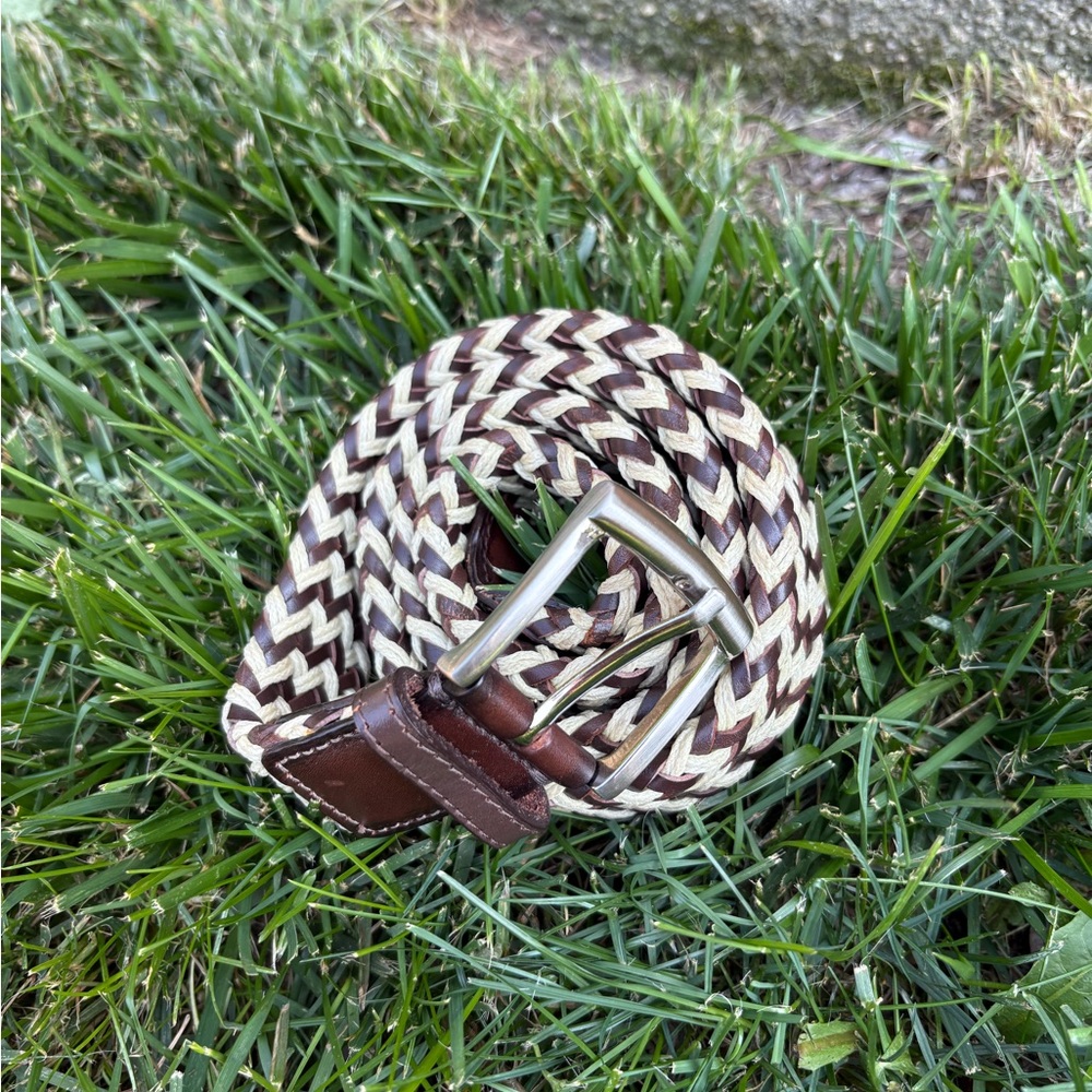 Express Brown and Cream Woven Belt Bag